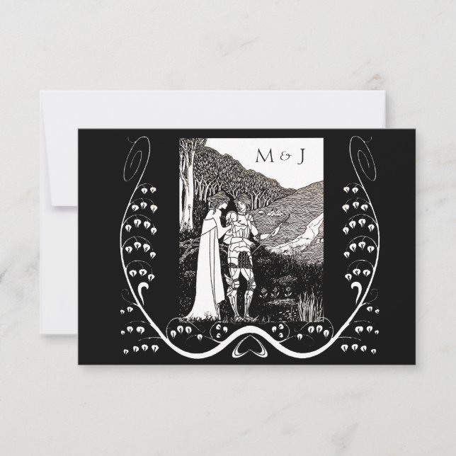 Cartão de Resposta de Cavaleiro e Dama de Nouveau (Frente)