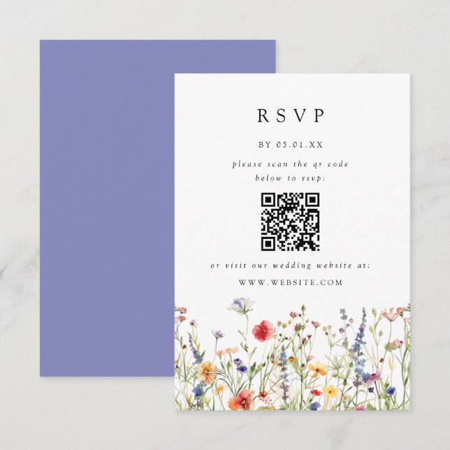 Cartão de Resposta de Código QR de Casamento com A (Frente/Verso)