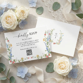 Cartão de Resposta de Código QR de Casamento de Fl