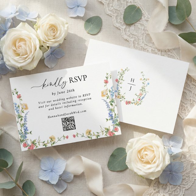 Cartão de Resposta de Código QR de Casamento de Fl (Criador carregado)