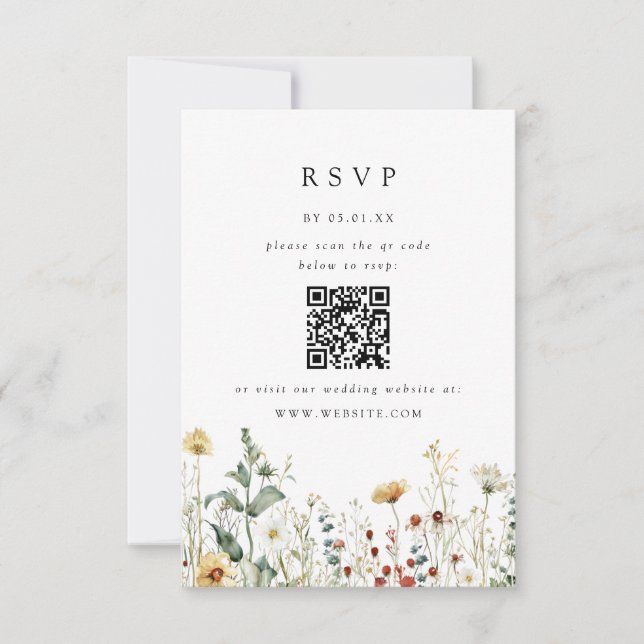 Cartão de Resposta de Código QR de Casamento em Ca (Frente)