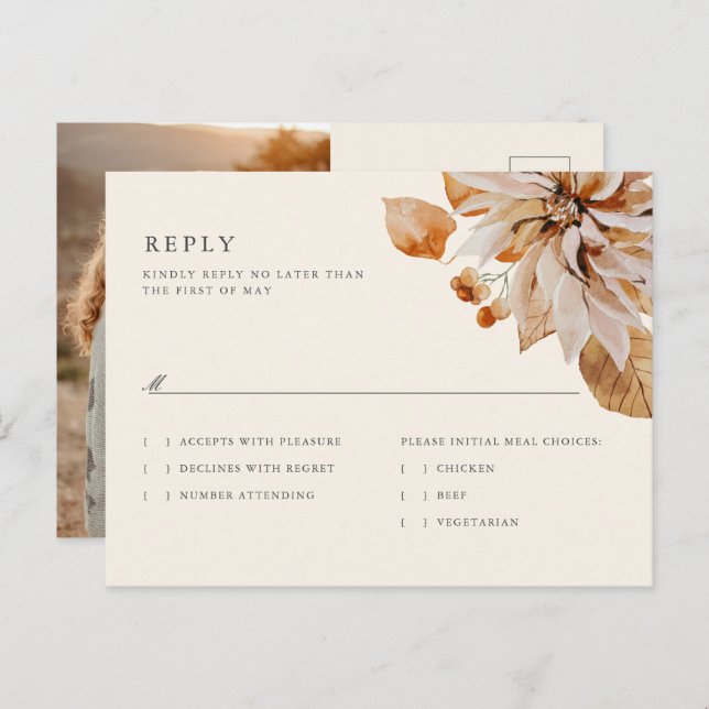 Cartão de Resposta de Confirmação de Casamento Flo (Frente/Verso)