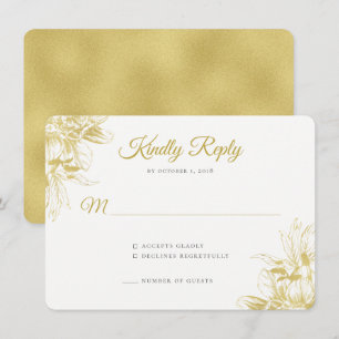 Cartão de Resposta de Convite de Casamento Floral