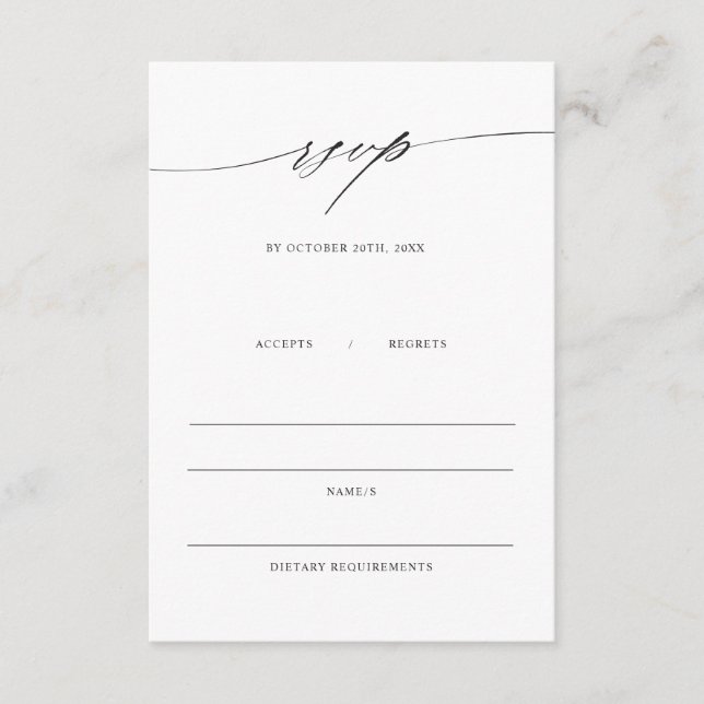 Cartão de Resposta de Convite de Casamento Minimal (Frente)