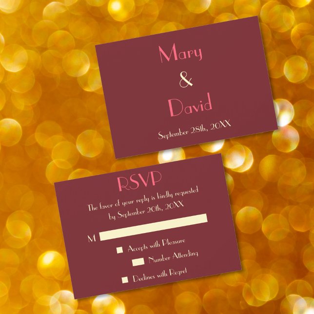 Cartão de Resposta de Convite de Casamento Moderno (Custom Modern Elegant Wedding RSVP Invitation Card)