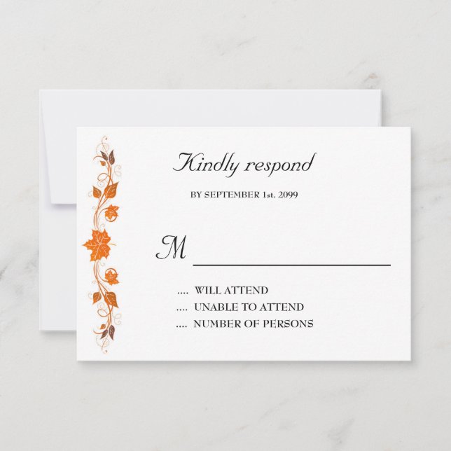 Cartão de Resposta de Convite de Casamento,Tema Fo (Frente)
