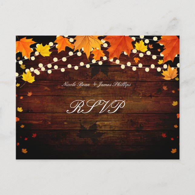 Cartão de Resposta de Convite de Folhas de Outono  (Frente)