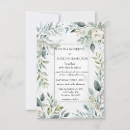 Cartão de Resposta de Convite Floral Rústico Botân