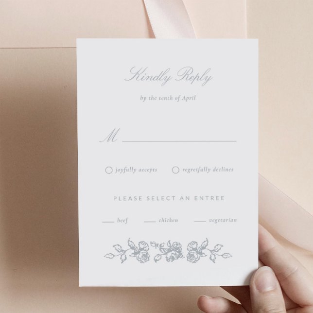 Cartão de Resposta de Convite para Casamento Regên (Regency Monogram Wedding RSVP Card with meals)
