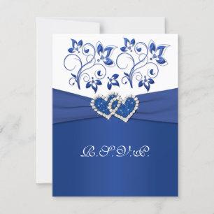 Cartão de Resposta de Corações Unidos Floral Azul 