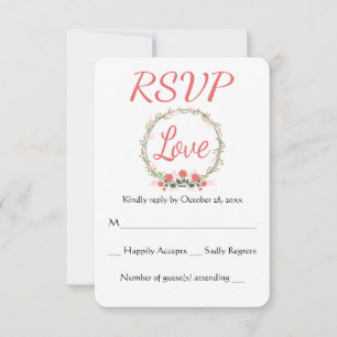 Cartão de Resposta de Coroa de Rosas Florais RSVP