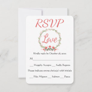 Cartão de Resposta de Coroa de Rosas Florais RSVP