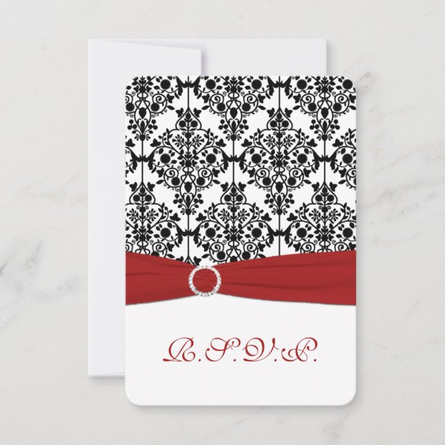 Cartão de Resposta de Damasco Vermelho, Branco e P (Frente)