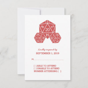 Cartão de Resposta de Dice D20 Vermelho