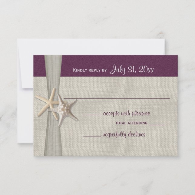 Cartão de Resposta de EggPlant Amore Beach (Frente)