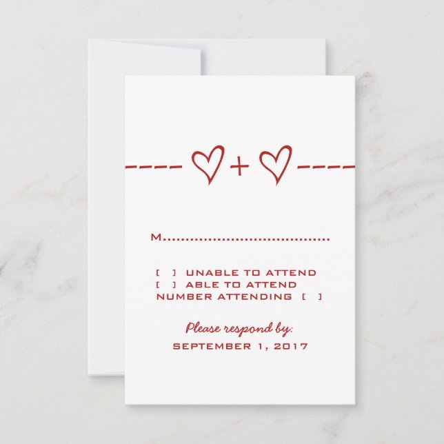 Cartão de Resposta de Equação Coração Vermelha (Frente)