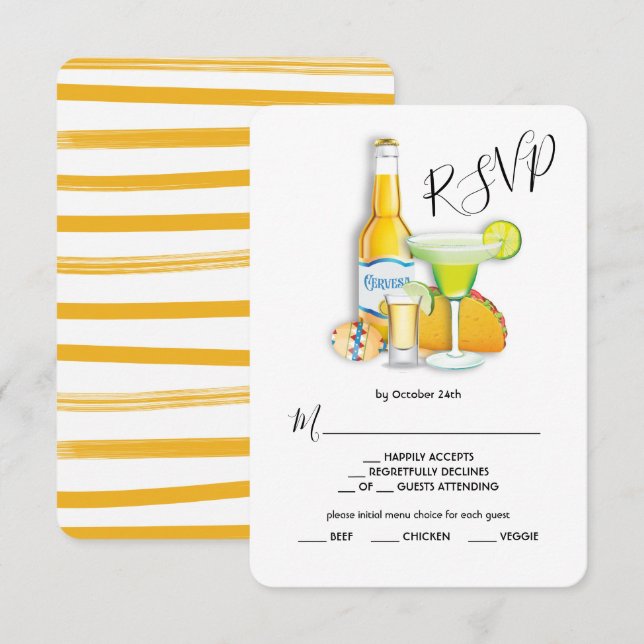 Cartão de Resposta de Escolha de Cardápio Tacos Te (Frente/Verso)