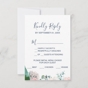 Cartão de Resposta de Escolha de Menu de Flores de