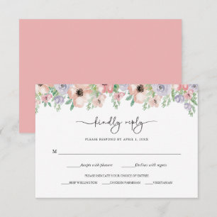 Cartão de Resposta de Festa Floral Pastel Elegante