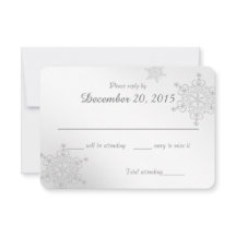 Cartão de Resposta de Flocos de Neve Prateados