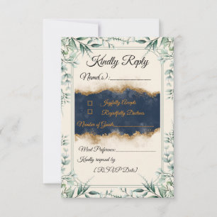 Cartão de Resposta de Floral Border RSVP   Casamen