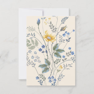 Cartão de Resposta de Flores Silvestres Azuis e Am