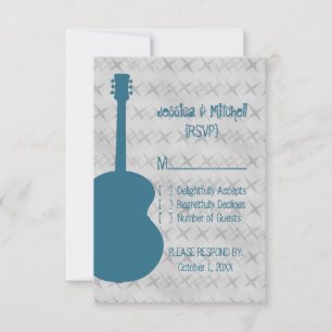 Cartão de Resposta de Grunge de Violão Azul