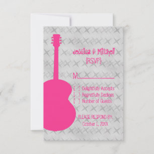 Cartão de Resposta de Grunge de Violão Rosa-Quente