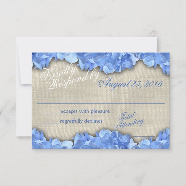 Cartão de Resposta de Hydrangeas Azul (Frente)
