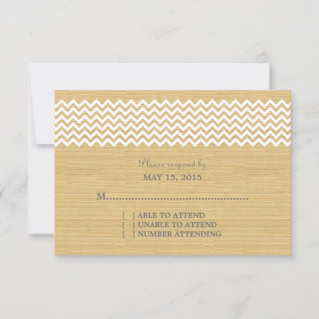 Cartão de Resposta de Ivory Rustic Chevron (Frente)