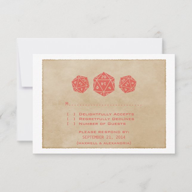 Cartão de Resposta de Jogador de Dice D20 Red Grun (Frente)