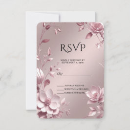 Cartão de Resposta de Moldura Floral Rosa Delicada