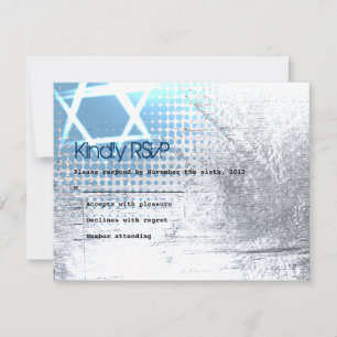 Cartão de resposta DE PRATA de Mitzvah do bastão