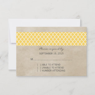 Cartão de Resposta de Quatrefoil Russo Amarelo