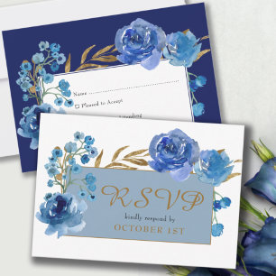 Cartão de Resposta de Quinceanera Azul-Rosa e Folh