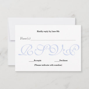 Cartão de Resposta de Recepção RSVP - Fundo Azul