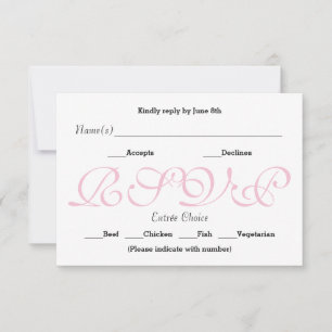 Cartão de Resposta de Recepção RSVP - Fundo Rosa