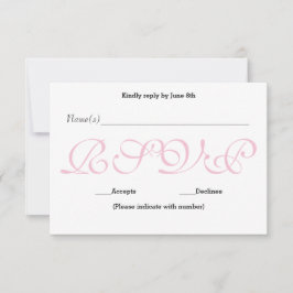 Cartão de Resposta de Recepção RSVP - Fundo Rosa