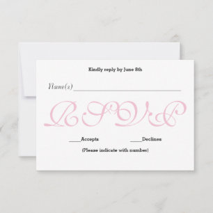 Cartão de Resposta de Recepção RSVP - Fundo Rosa