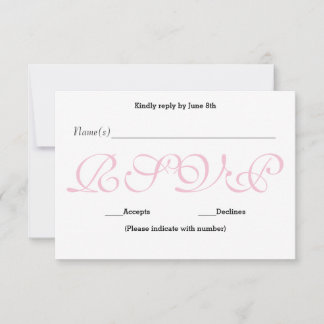 Cartão de Resposta de Recepção RSVP - Fundo Rosa