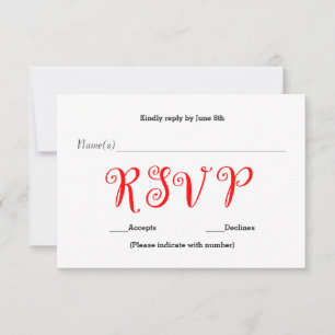 Cartão de Resposta de Recepção RSVP Vermelho