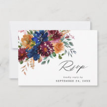 Cartão de Resposta de Refeição Floral Outonal Burg