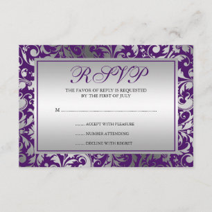 Cartão de Resposta de Rodopios de Damasco Roxo e P
