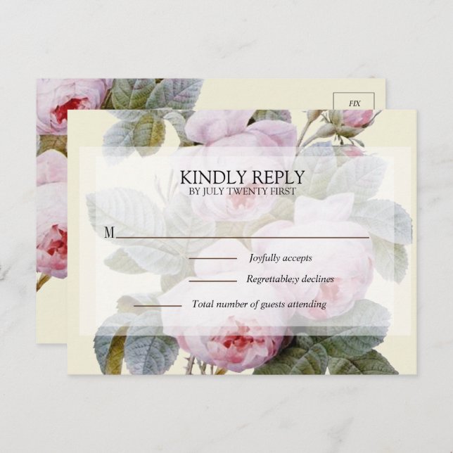 Cartão de Resposta de Rosa Antiga Isabella II (Frente/Verso)