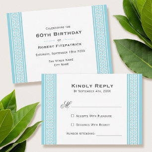 Cartão de Resposta de RSVP Azul de Aniversário da