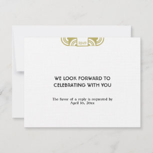 Cartão de resposta de RSVP de casamento art déco p
