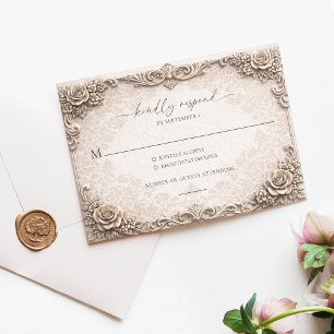 Cartão de Resposta de RSVP de Casamento Barroco Ma