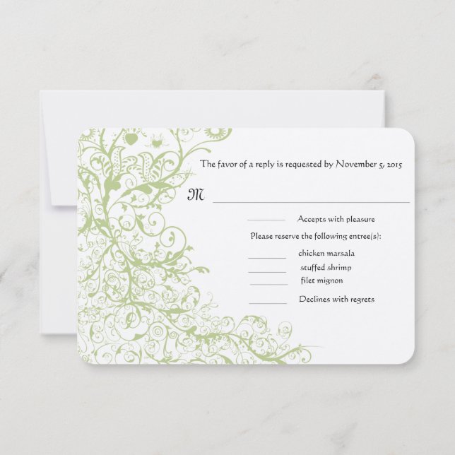 Cartão de Resposta de RSVP de Casamento Birds & Sw (Verso)