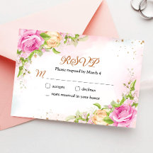 Cartão de Resposta de RSVP de Casamento Chic Flora
