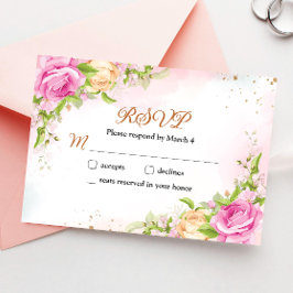 Cartão de Resposta de RSVP de Casamento Chic Flora